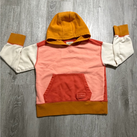L.L. Bean Kids' Athleisure Hoodie Colorblock Girls size 4 Pink Grapefruit Color - Picture 2 of 7